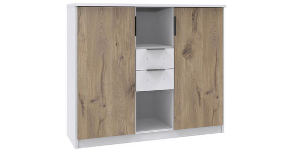 HIGHBOARD 122/105/40 cm  - Eichefarben/Schwarz, KONVENTIONELL, Holzwerkstoff/Metall (122/105/40cm) - Carryhome