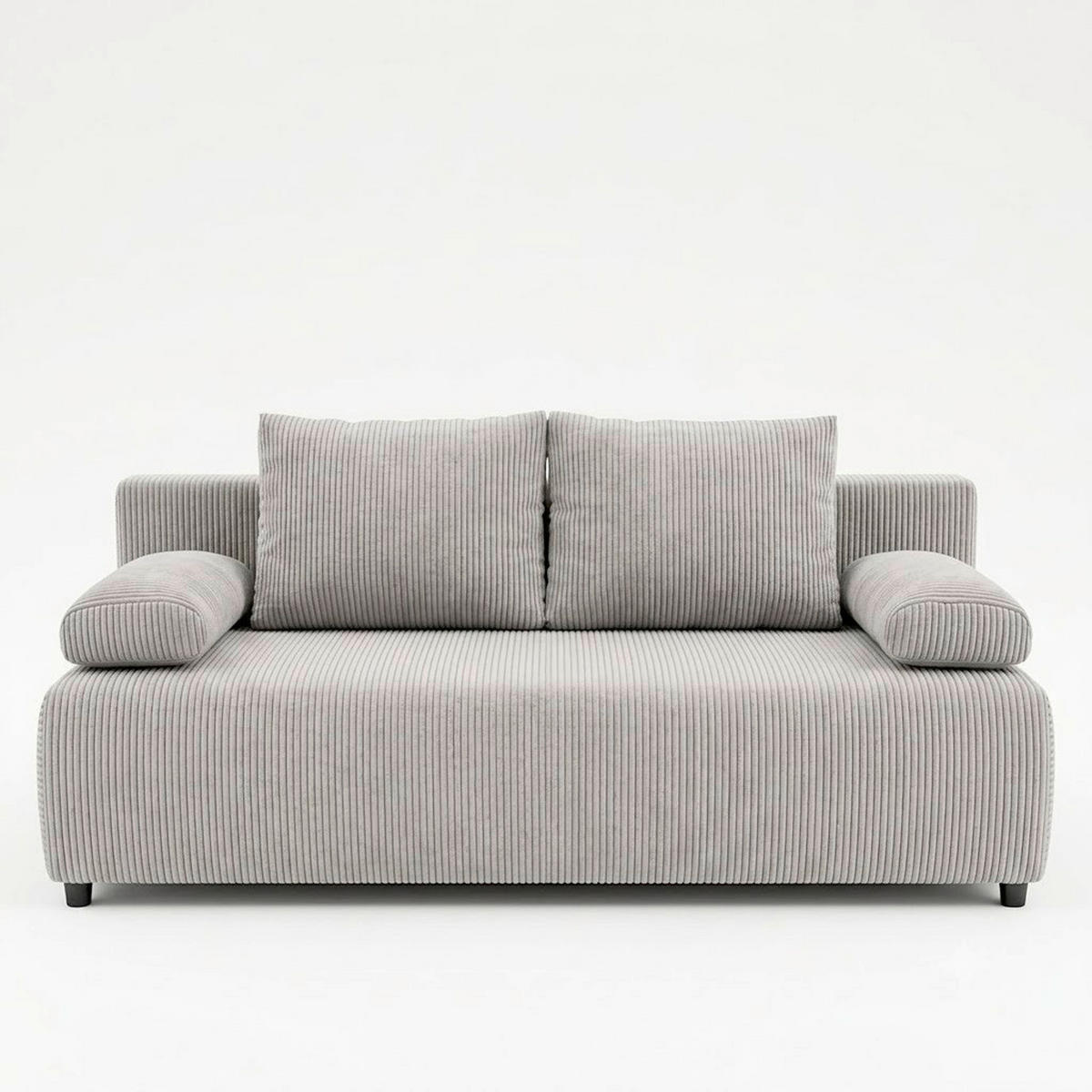 SCHLAFSOFA MILKY Cord Beige  inkl. Rückenkissen, Armlehnenkissen, Bettkasten  - Beige/Schwarz, Design, Kunststoff/Textil (206/87/88cm) - MID.YOU