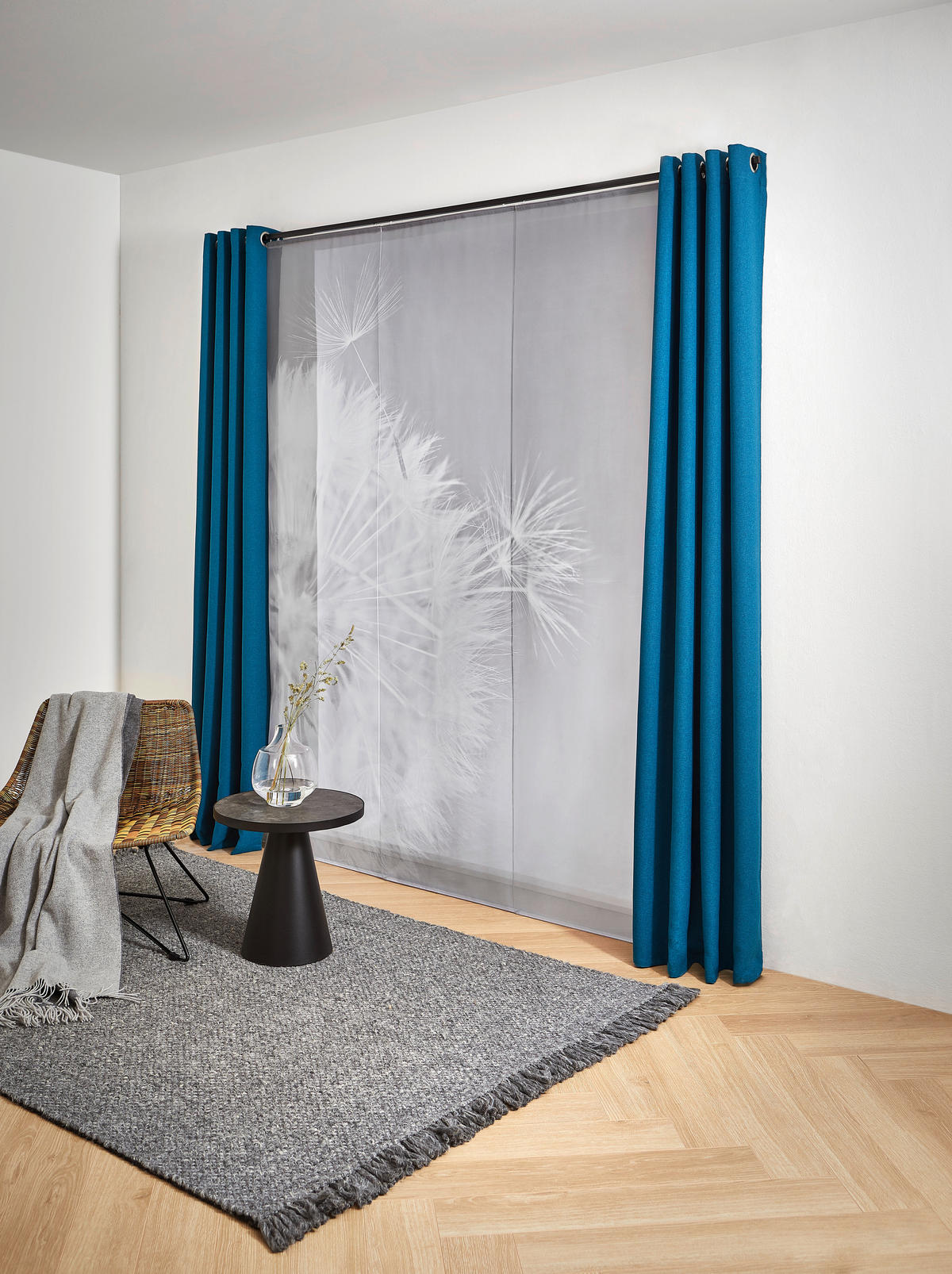 FLÄCHENVORHANG  3 Stück  halbtransparent  60/245 cm   - Anthrazit, Basics, Textil (60/245cm) - Novel
