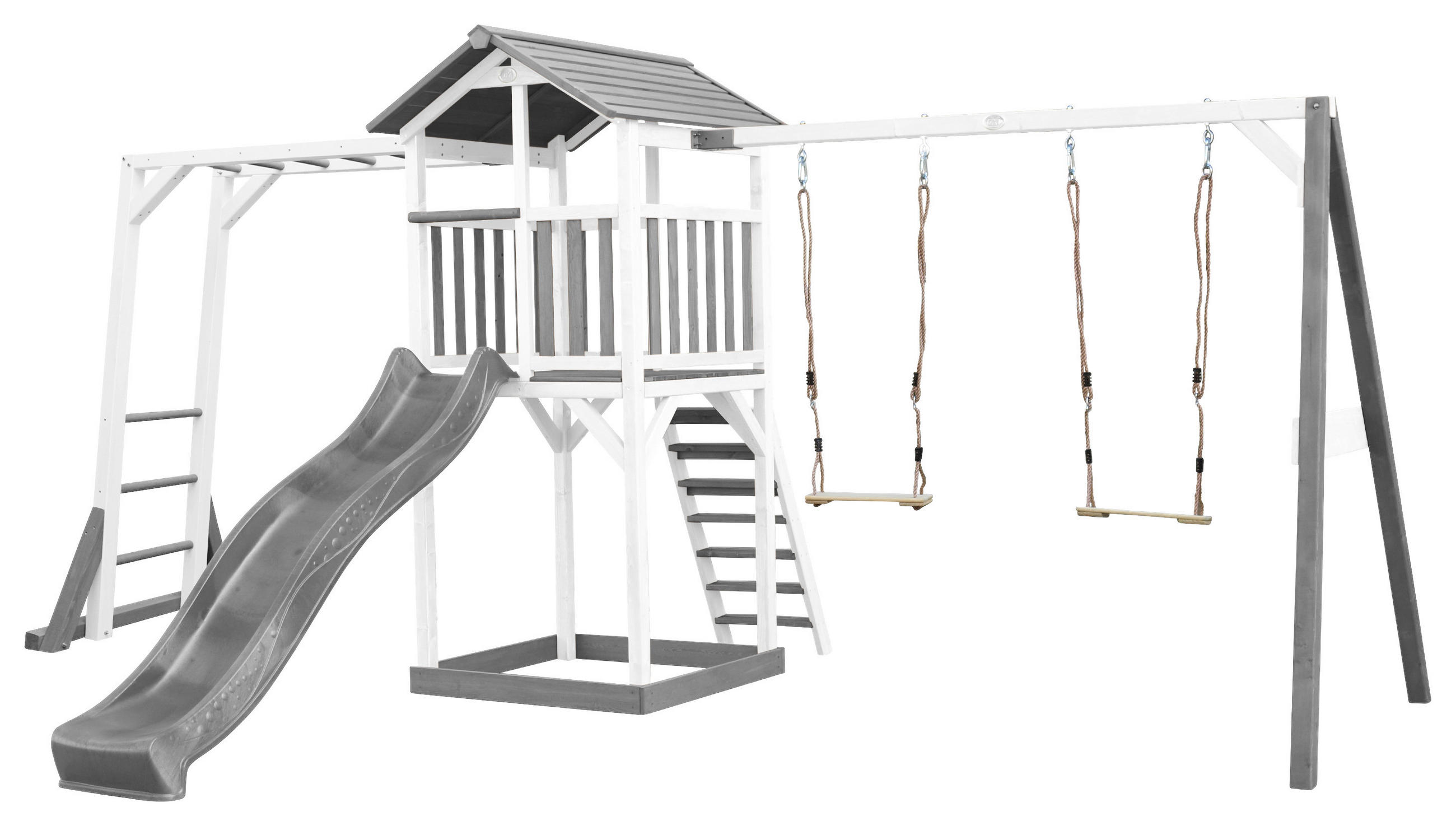 SPIELTURM 29,5/9,5/218 cm  - Weiß/Grau, KONVENTIONELL, Holz (29,5/9,5/218cm) - Ambia Garden