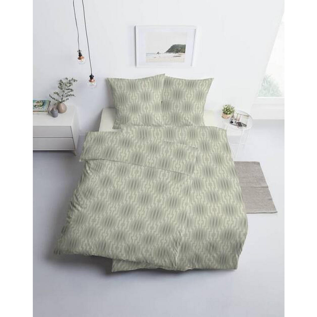 Thumbnail - Estella Bettwäsche Atelier, Grün, Textil, Graphik, 155x220 cm, Oeko-Tex® Standard 100, hautfreundlich, atmungsaktiv, pfl...