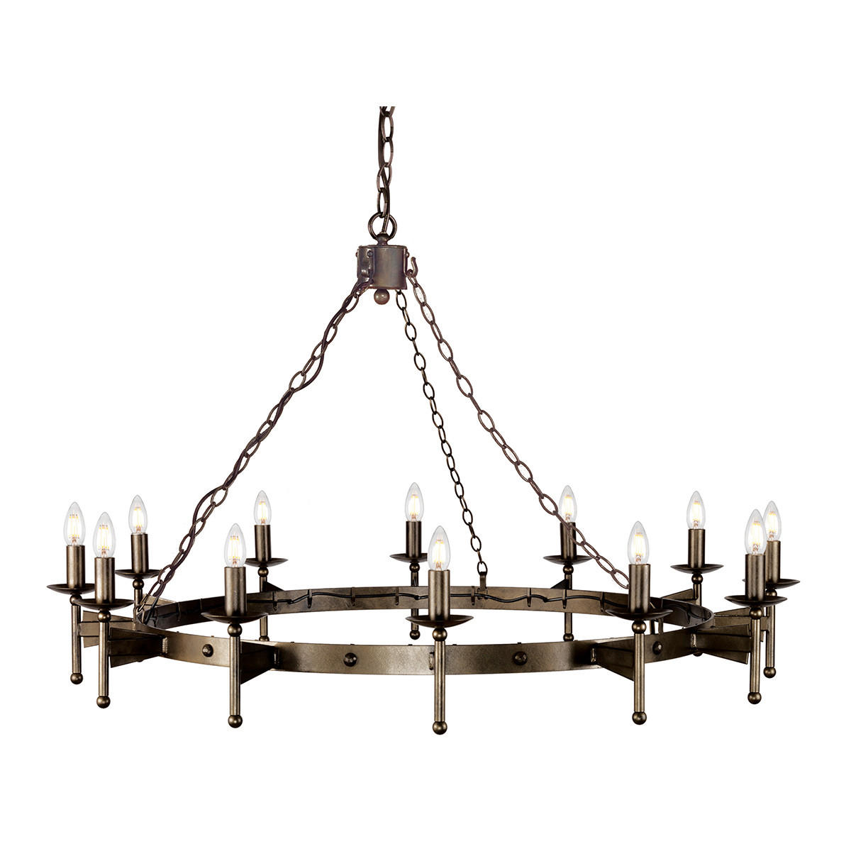 KRONLEUCHTER 130/90 cm    - Bronzefarben, Romantik / Landhaus, Metall (130/90cm) - Elstead Lighting