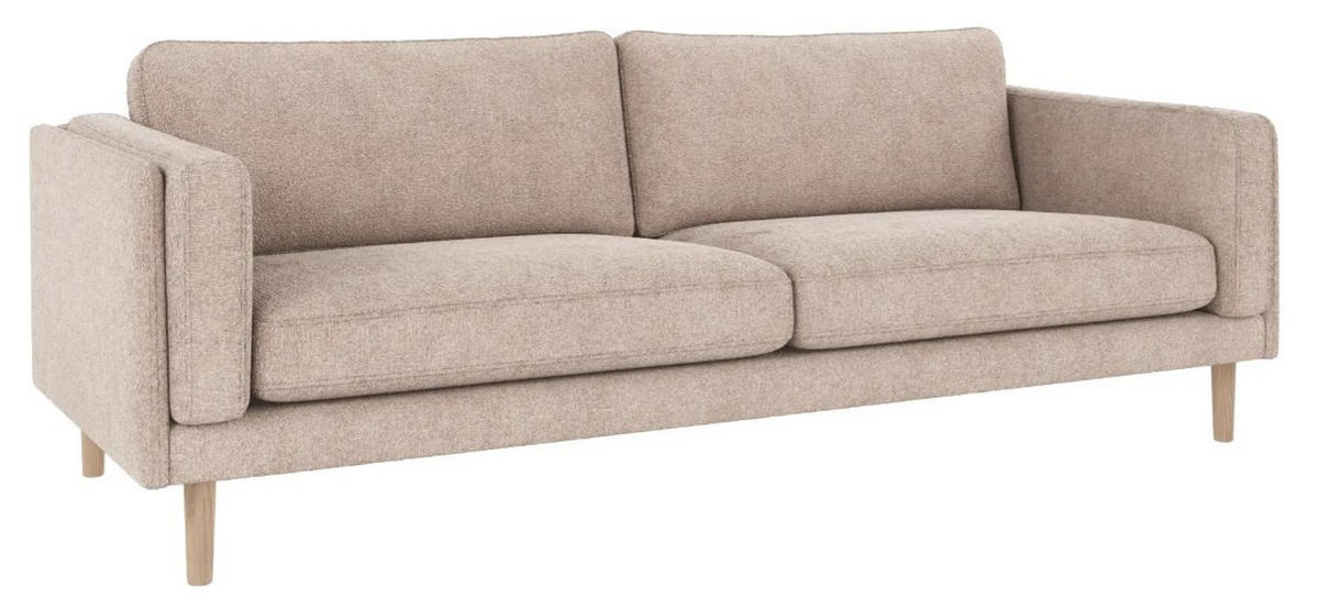 3-SITS SOFFA i beige  - ek Bianco/beige, Klassisk, metall/trä (216/78/87cm) - Rowico