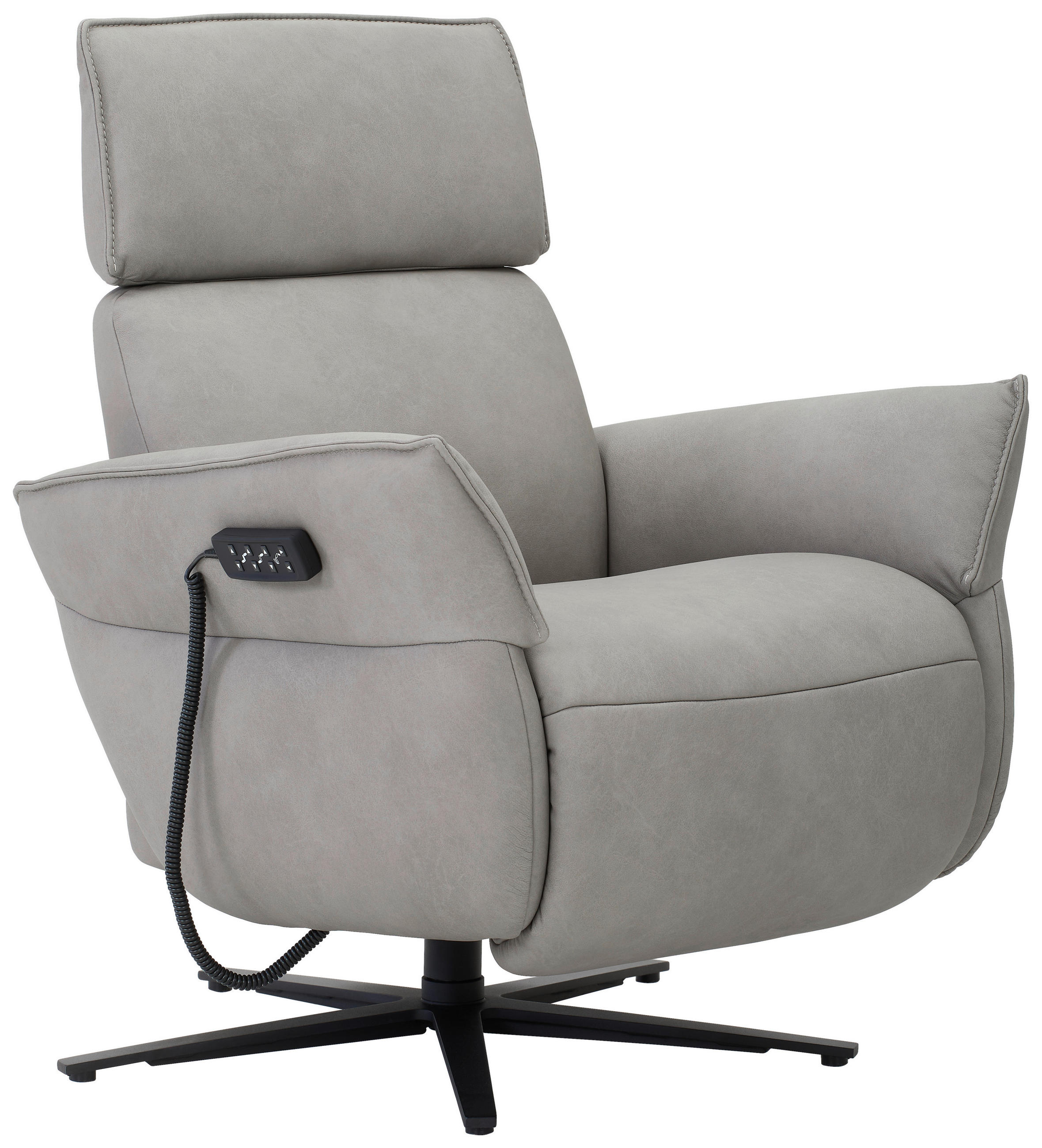 RELAXSESSEL Echtleder Relaxfunktion, Kopfteilverstellung, Fußteilverstellung    - Anthrazit/Hellgrau, Design, Leder/Metall (78/98/84cm) - Himolla Komfortklass
