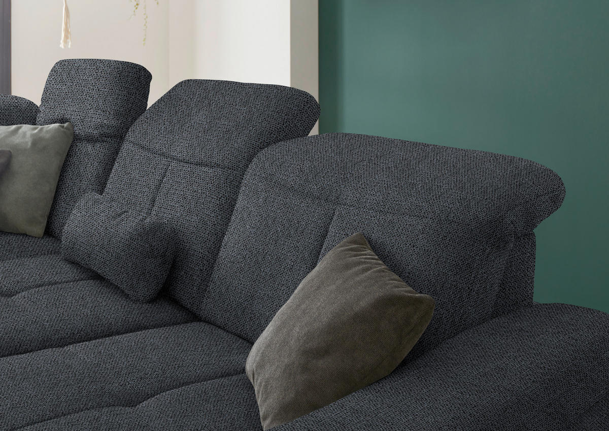 ECKSOFA in Flachgewebe Anthrazit  - Wildeiche/Anthrazit, Natur, Holz/Textil (243/301cm) - Voleo