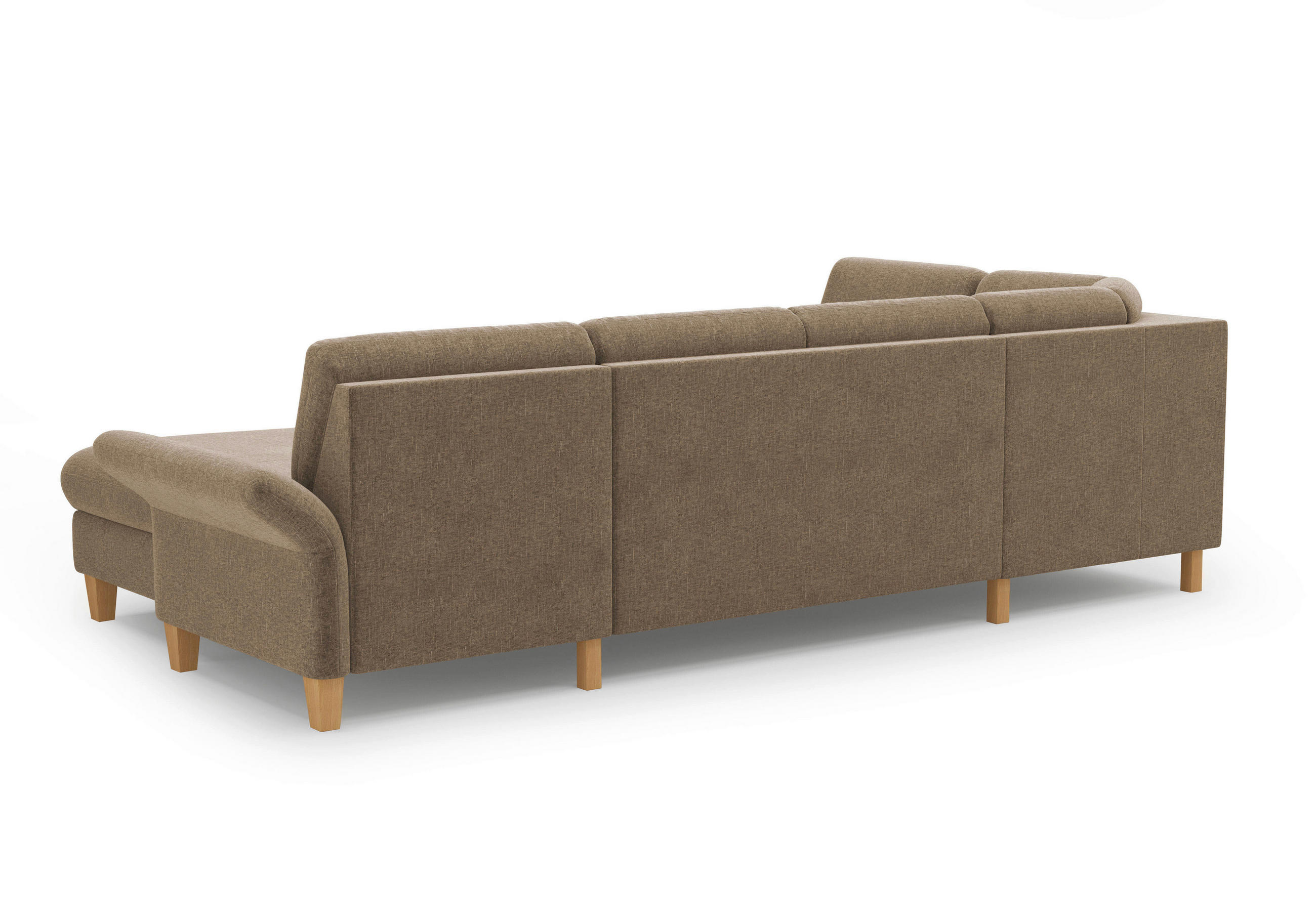 Thumbnail - Sit & More Wohnlandschaft Rochelle E, Hellbraun, Textil, Buche, massiv, 6,5-Sitzer, Ottomane links, U-Form, 314x195 cm, ...