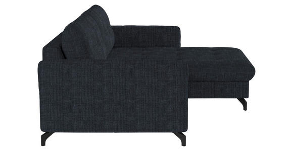 ECKSOFA in Flachgewebe, Leinenoptik Dunkelblau  - Schwarz/Dunkelblau, Design, Textil/Metall (242/170cm) - Xora