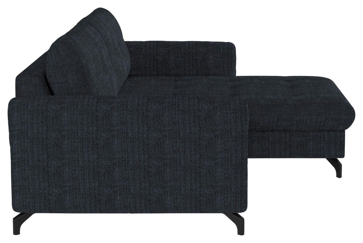 ECKSOFA in Flachgewebe, Leinenoptik Dunkelblau  - Schwarz/Dunkelblau, Design, Textil/Metall (242/170cm) - Xora