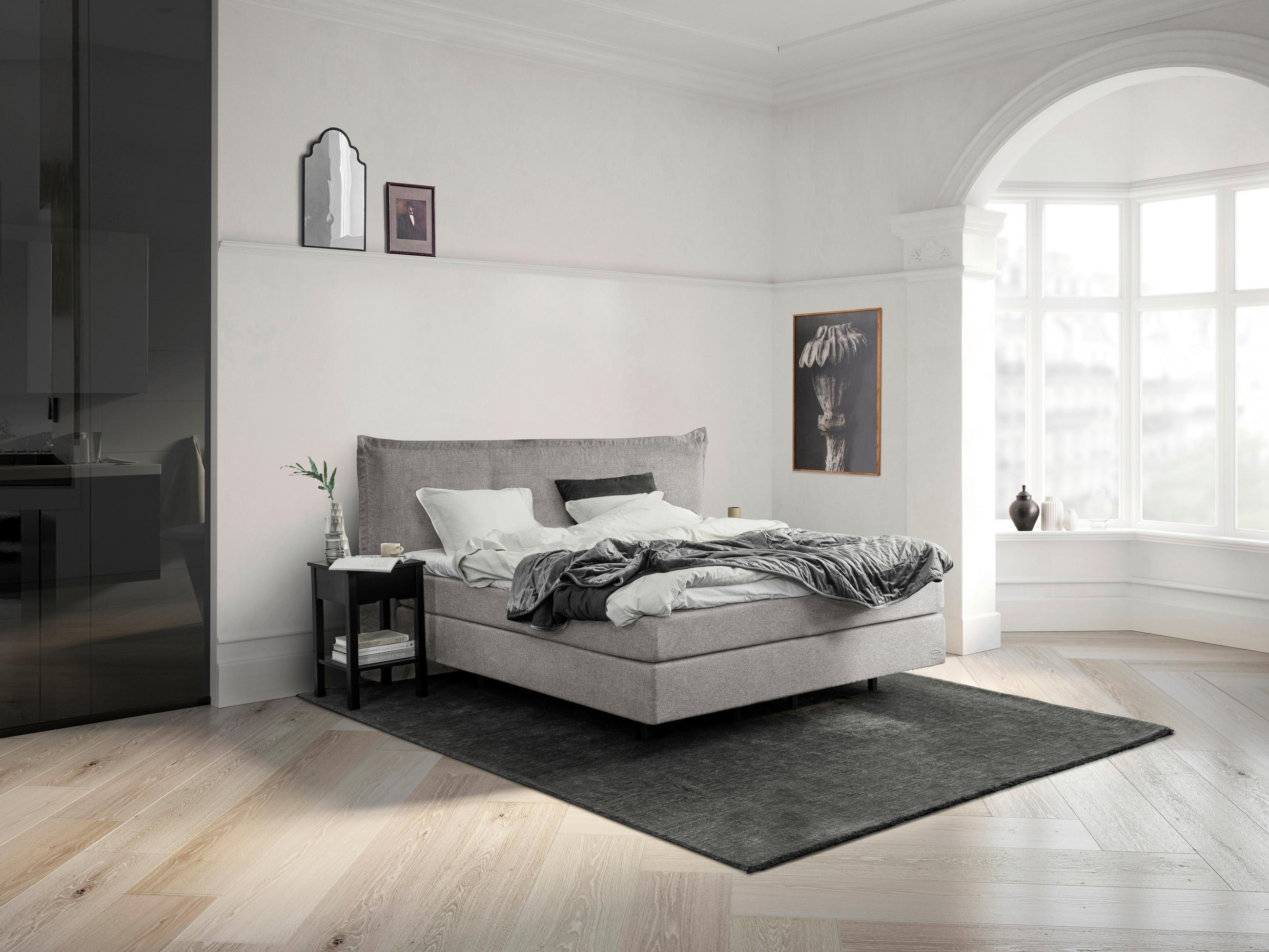 Thumbnail - Jensen Boxspringbett Majestic, Grau, Textil, H3 + H4, Höhe ca. 17,5 cm, 180x200 cm, EU Ecolabel, Svanenmärkt, Oeko-Tex® ...