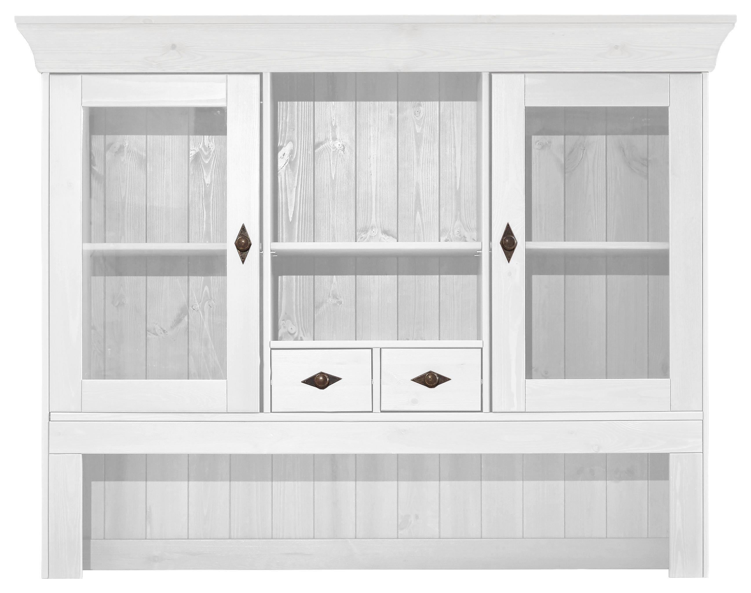 BUFFETAUFSATZ - Weiß/Kupferfarben, ROMANTIK / LANDHAUS, Glas/Holz (143/112/32cm) - Boxxx