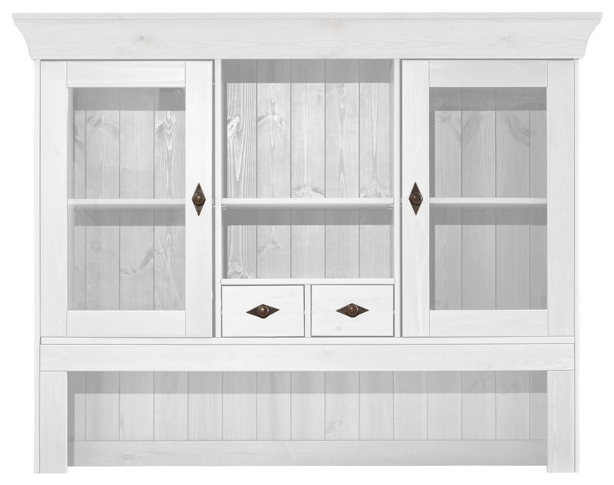 BUFFETAUFSATZ - Weiß/Kupferfarben, ROMANTIK / LANDHAUS, Glas/Holz (143/112/32cm) - Boxxx