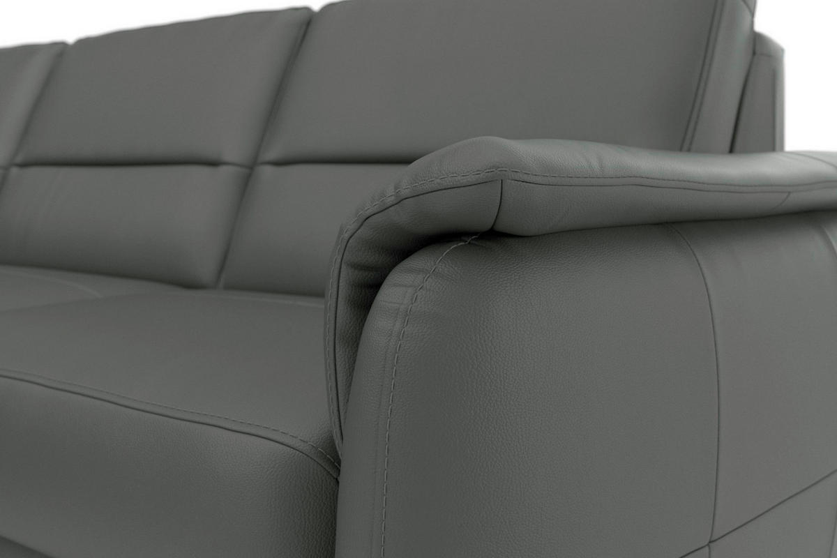 ROHOVÁ SEDAČKA, kůže, antracitová - barvy dubu/antracitová, Basics, dřevo/kůže (212/236cm) - Sit & More