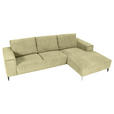 ECKSOFA  in Cord Hellgrün  285/170 cm  - Schwarz/Hellgrün, KONVENTIONELL, Textil/Metall (285/170cm) - Carryhome