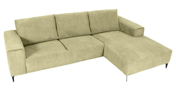 ECKSOFA  in Cord Hellgrün  285/170 cm  - Schwarz/Hellgrün, KONVENTIONELL, Textil/Metall (285/170cm) - Carryhome