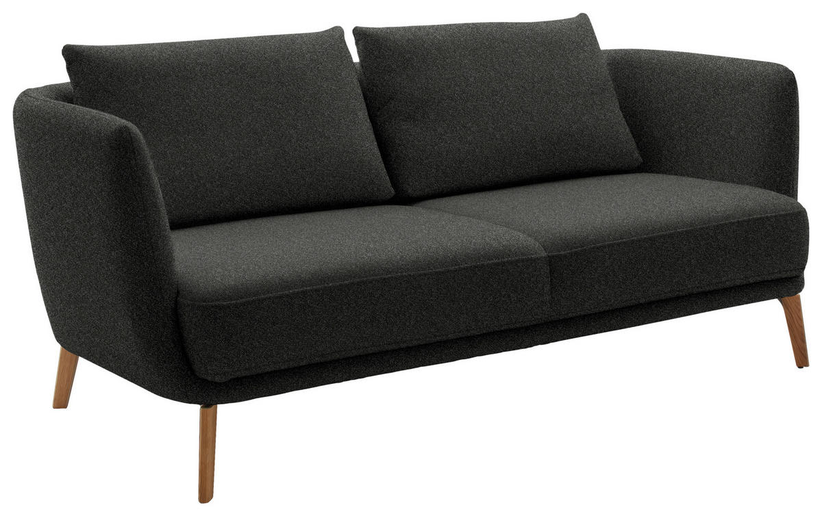 2,5-SITZER  in Flachgewebe Schwarz  - Eichefarben/Schwarz, Design, Holz/Textil (190/71/91cm) - Schöner Wohnen