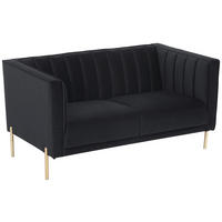 2-SITZER-SOFA Samt Schwarz  - Goldfarben/Schwarz, Design, Textil/Metall (144/75/85cm) - Livetastic
