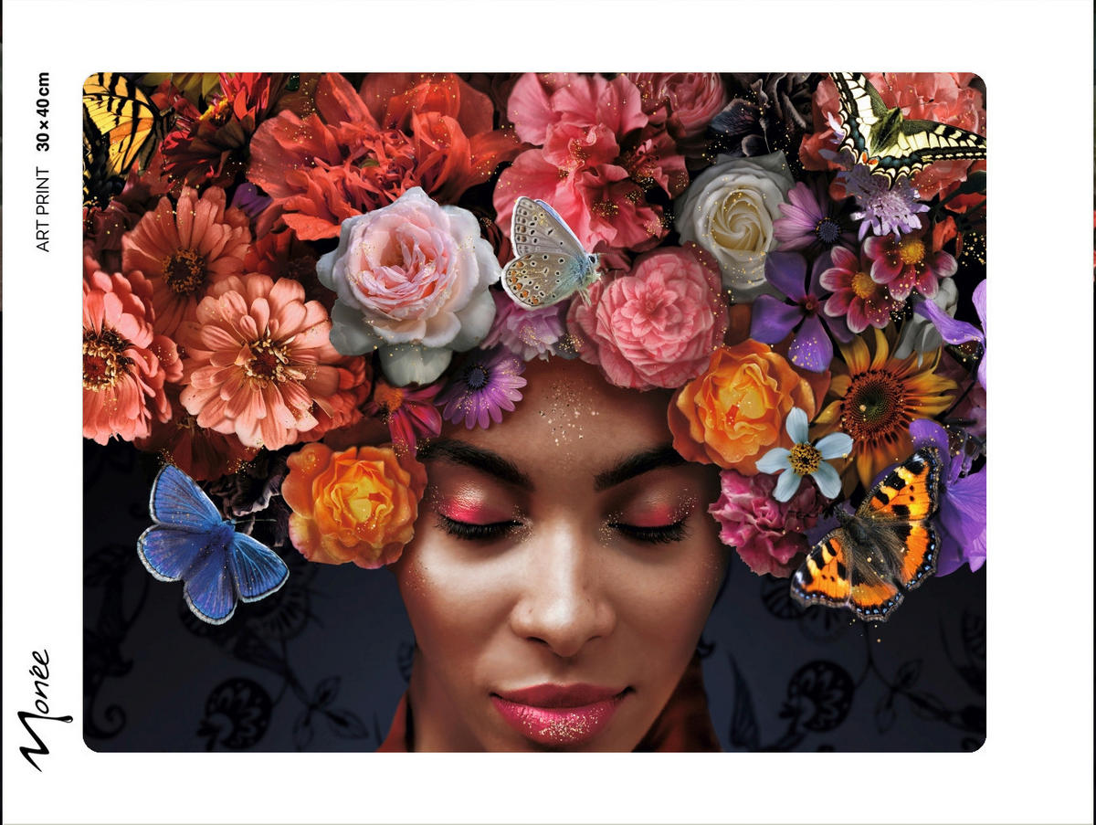 KUNSTDRUCK Tiere, Blumen, Frauen 40/30 cm  - Multicolor, Basics, Papier (40/30cm) - Monee