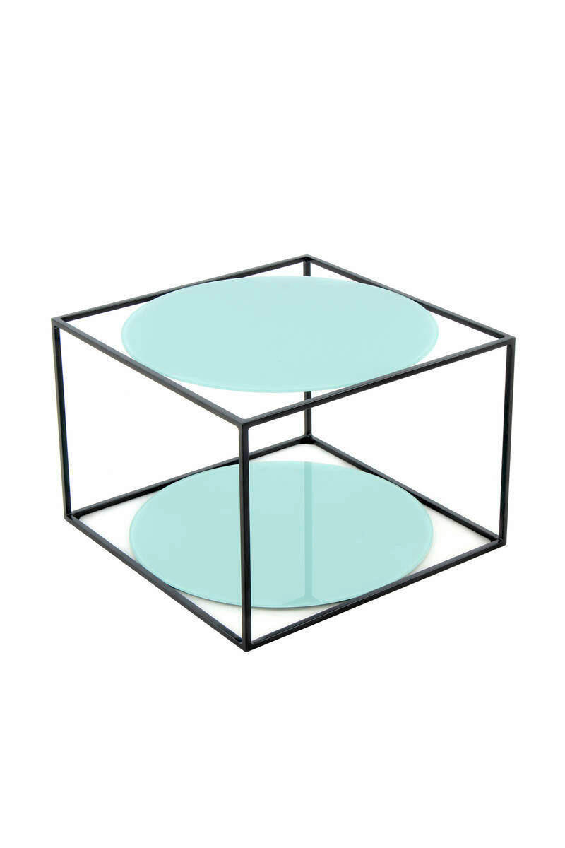 SIDOBORD i metall, glas 50/50/36 cm  - grön/svart, Basics, metall/glas (50/50/36cm) - Kayoom