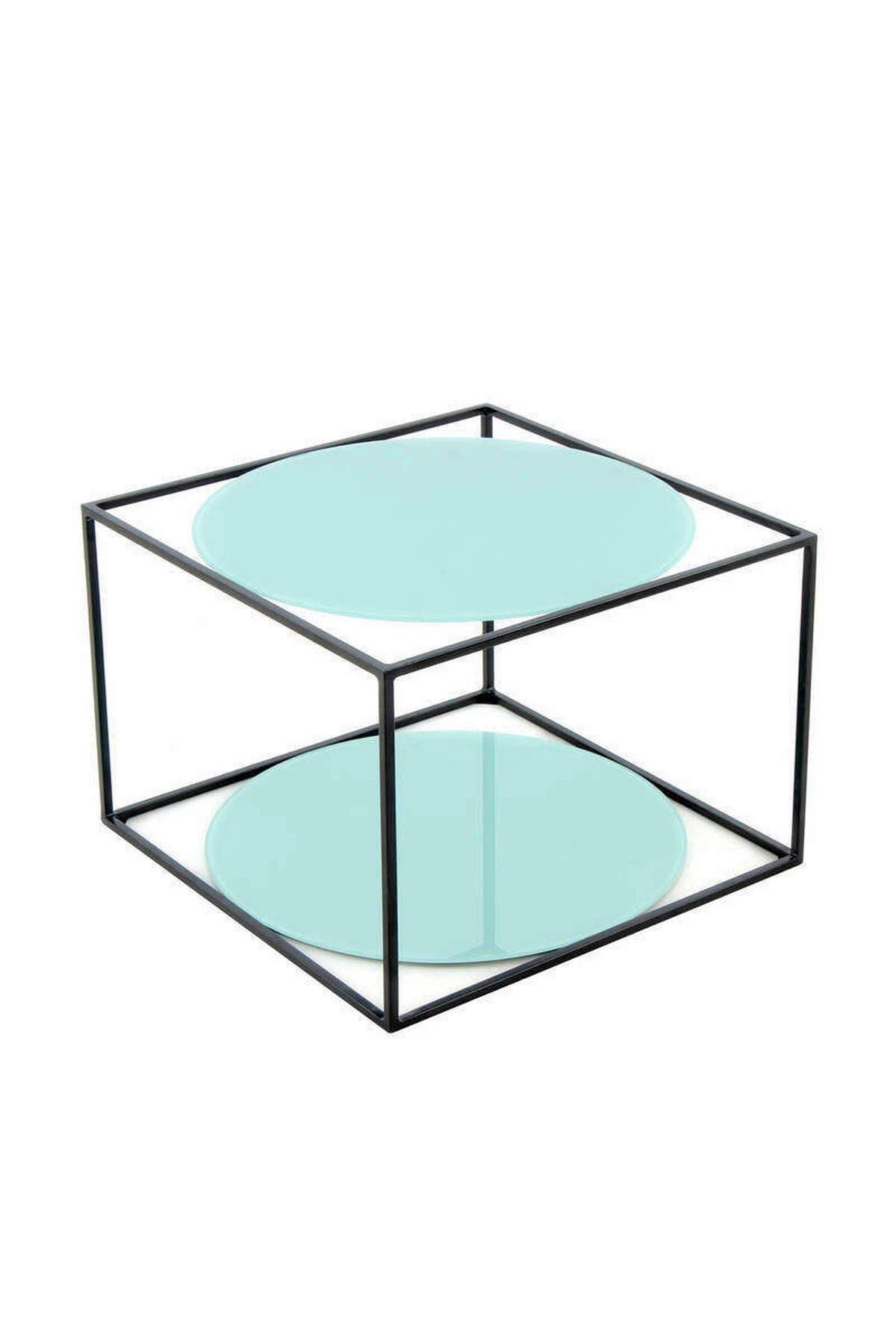 BEISTELLTISCH in Metall, Glas 50/50/36 cm  - Schwarz/Grün, Basics, Glas/Metall (50/50/36cm) - Kayoom