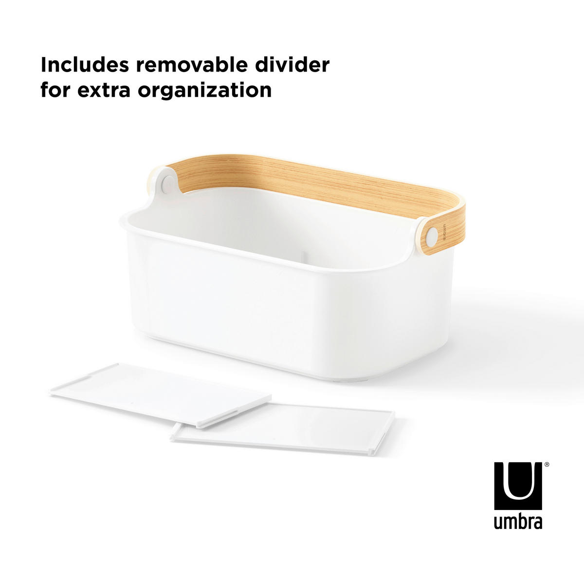 ORGANIZATOR         17/12/28 cm            - bela/naravne barve, Basics, umetna masa/les (17/12/28cm) - Umbra