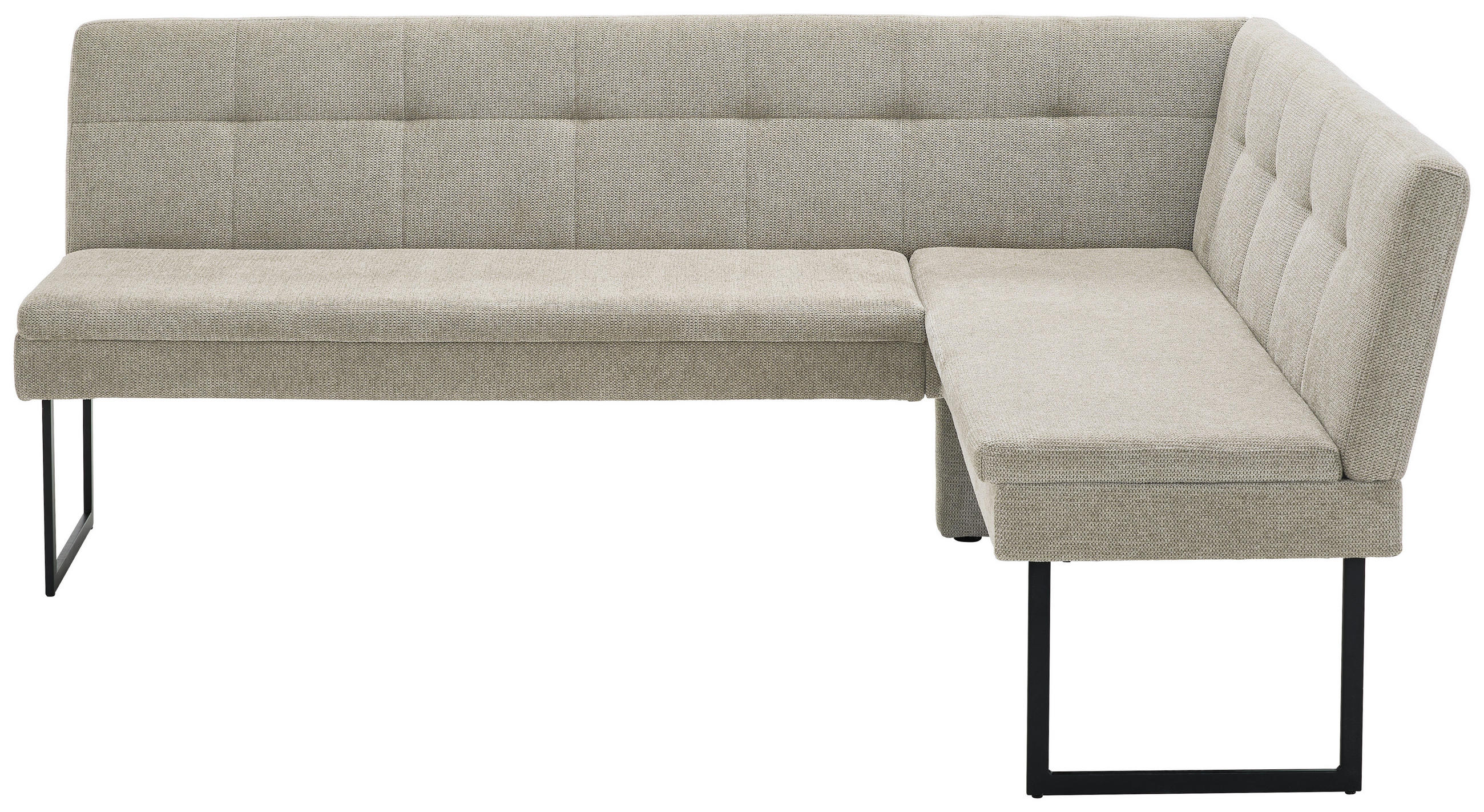 ECKBANK 213/155 cm Webstoff Beige   - Beige/Schwarz, Design, Textil/Metall (213/155cm) - Novel