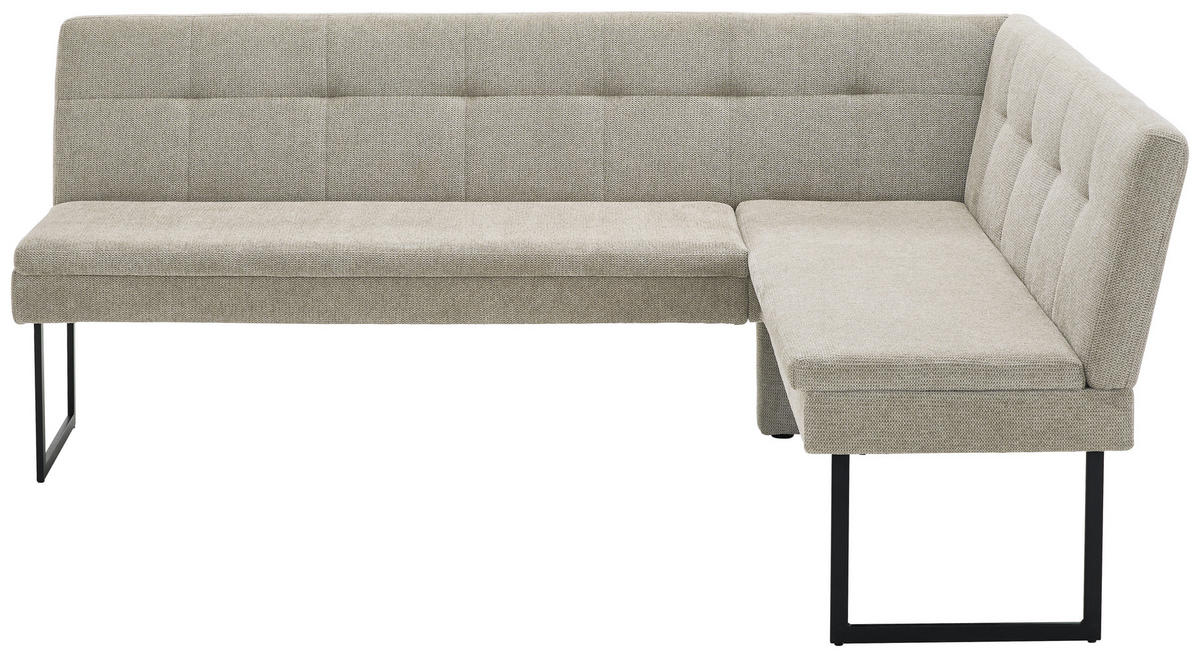 ECKBANK 213/155 cm Webstoff Beige   - Beige/Schwarz, Design, Textil/Metall (213/155cm) - Novel