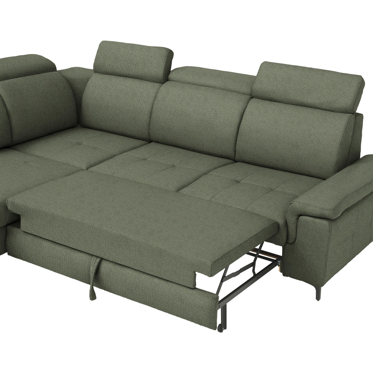 ECKSOFA Struktur Grün  - Schwarz/Grün, Design, Textil/Metall (270/292cm) - Stylife
