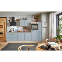 KÜCHENBLOCK PN 105 310 cm  in Eichefarben, Kaschmir, Pastellblau  - Kaschmir/Edelstahlfarben, Design, Holzwerkstoff/Metall (310cm) - Pino