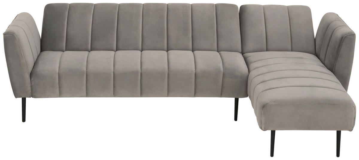 ECKSOFA Grau Samt  - Schwarz/Grau, MODERN, Textil/Metall (253/87/169cm) - P & B