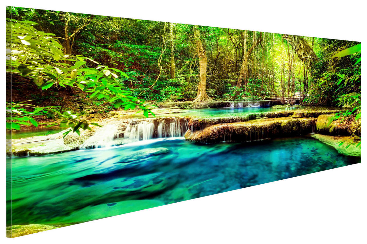 VÁSZONKÉP 120/40 cm  - zöld, Basics, textil (120/40cm) - artgeist