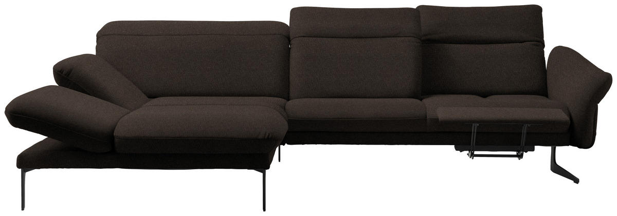 ECKSOFA in Webstoff Dunkelbraun  - Anthrazit/Dunkelbraun, Design, Textil/Metall (203/299cm) - Himolla
