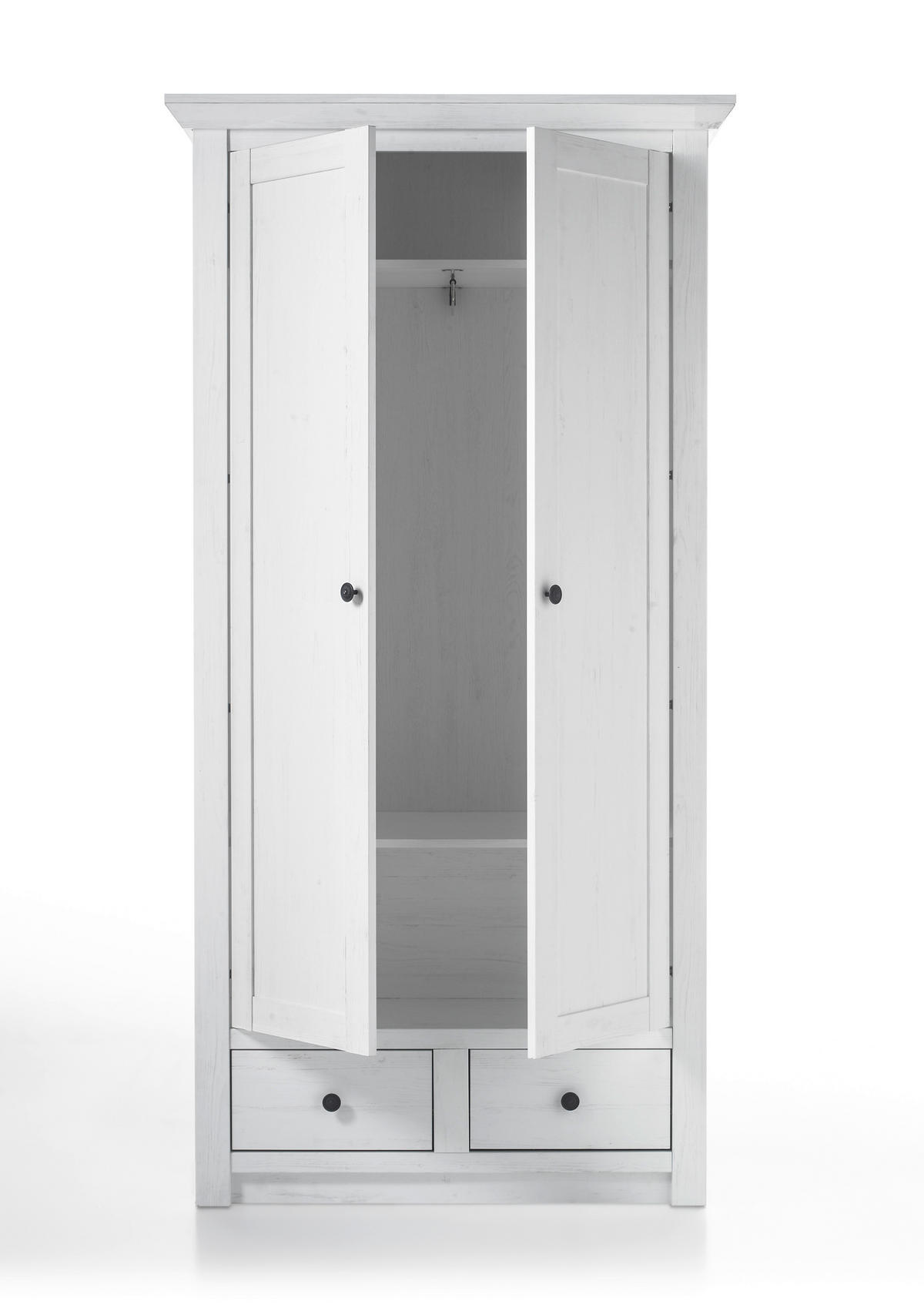 GARDEROBENSCHRANK  in 105/206/45 cm  - Schwarz/Weiß, ROMANTIK / LANDHAUS, Holzwerkstoff/Metall (105/206/45cm) - Modante