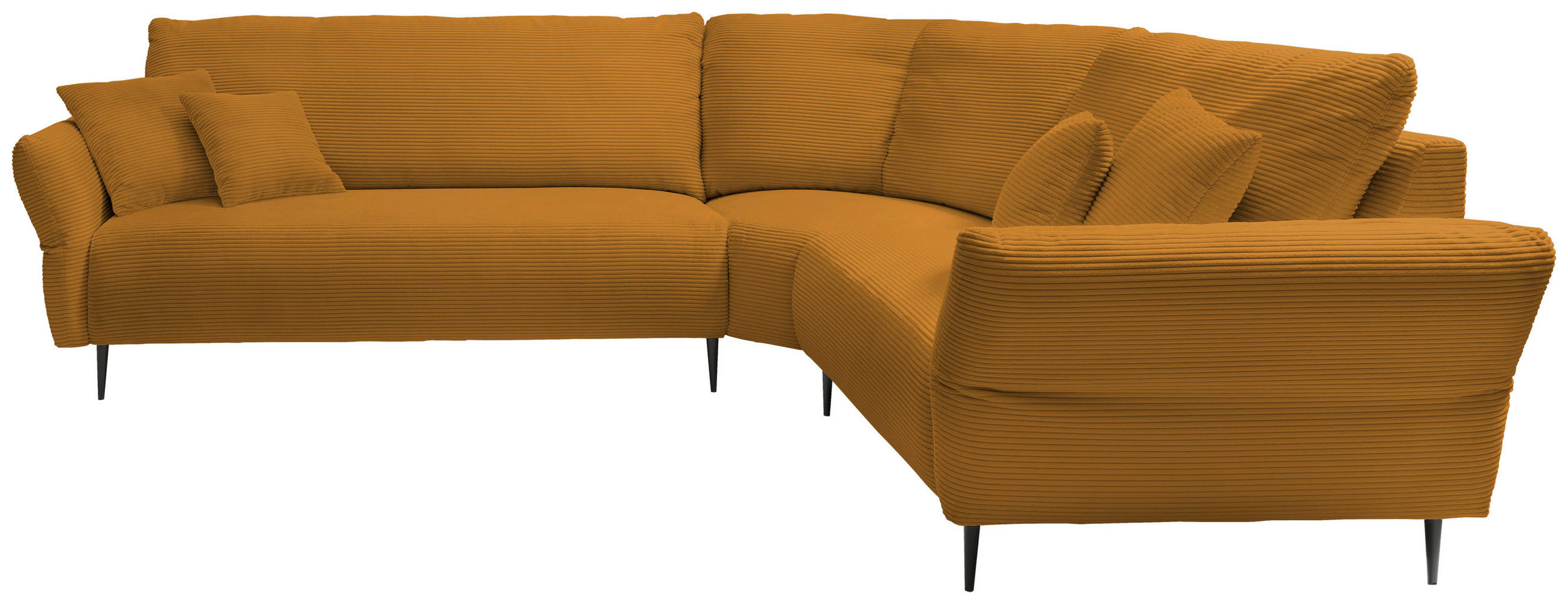 ECKSOFA in Cord Goldfarben  - Goldfarben/Schwarz, Design, Textil/Metall (294/256cm) - Livetastic
