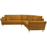 ECKSOFA in Cord Goldfarben  - Goldfarben/Schwarz, Design, Textil/Metall (294/256cm) - Livetastic