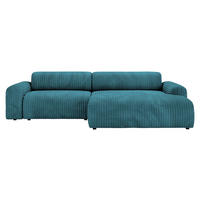 ECKSOFA in Cord Türkis  - Türkis/Schwarz, Design, Kunststoff/Textil (292/178cm) - Livetastic
