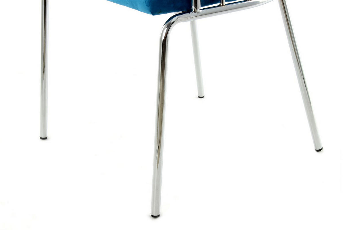 STUHL Samt Blau  - Blau/Chromfarben, Design, Textil/Metall (51/83/51cm) - Kayoom