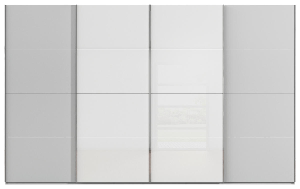 SCHWEBETÜRENSCHRANK 361/235/68 cm 4-türig  - Chromfarben, KONVENTIONELL, Glas/Holzwerkstoff (361/235/68cm) - Novel