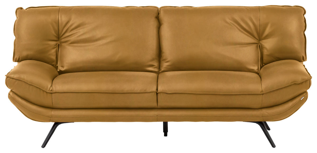 2,5-SITZER in Leder Currygelb  - Currygelb/Schwarz, Design, Leder/Metall (206/94/95cm) - Celina