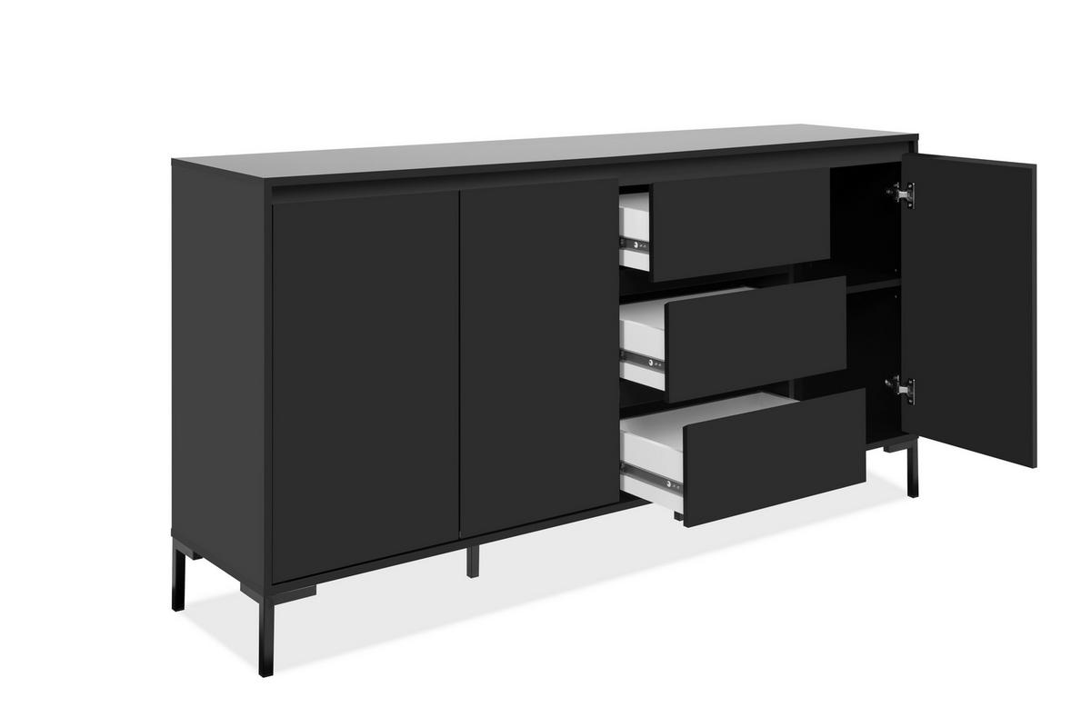 SIDEBOARD  170/87/40 cm 3 Schublade(n)  - Schwarz, Design, Holzwerkstoff/Metall (170/87/40cm) - MID.YOU