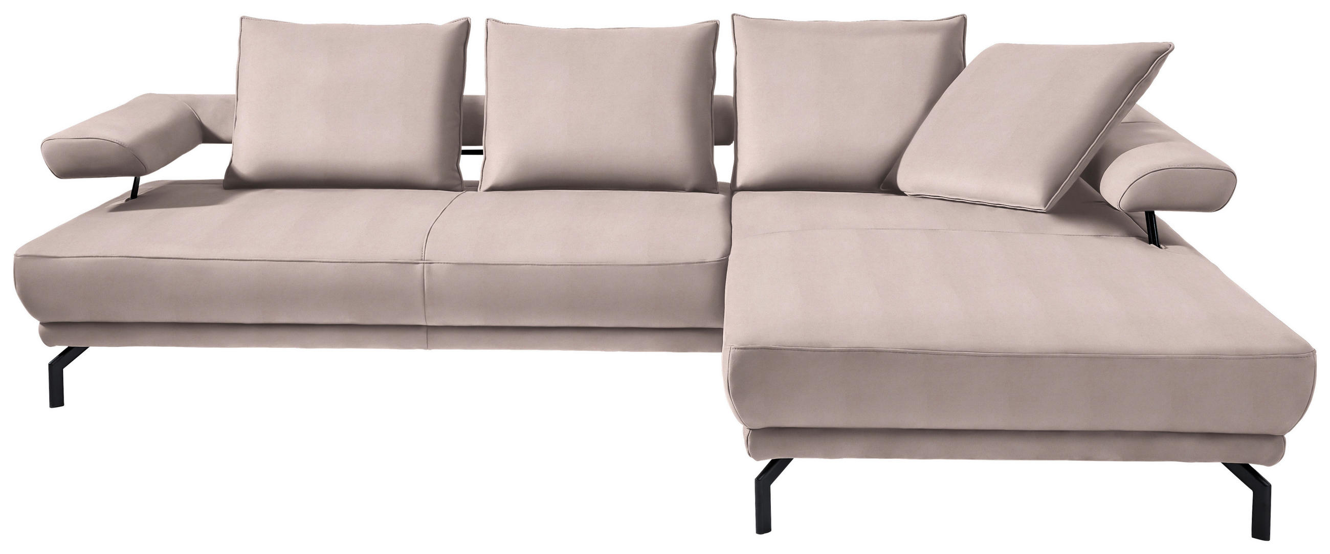 ECKSOFA in Mikrofaser Rosa  305/224 cm  - Schwarz/Rosa, Design, Textil/Metall (305/224cm) - Dieter Knoll