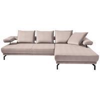 ECKSOFA in Mikrofaser Rosa  - Schwarz/Rosa, Design, Textil/Metall (305/224cm) - Dieter Knoll