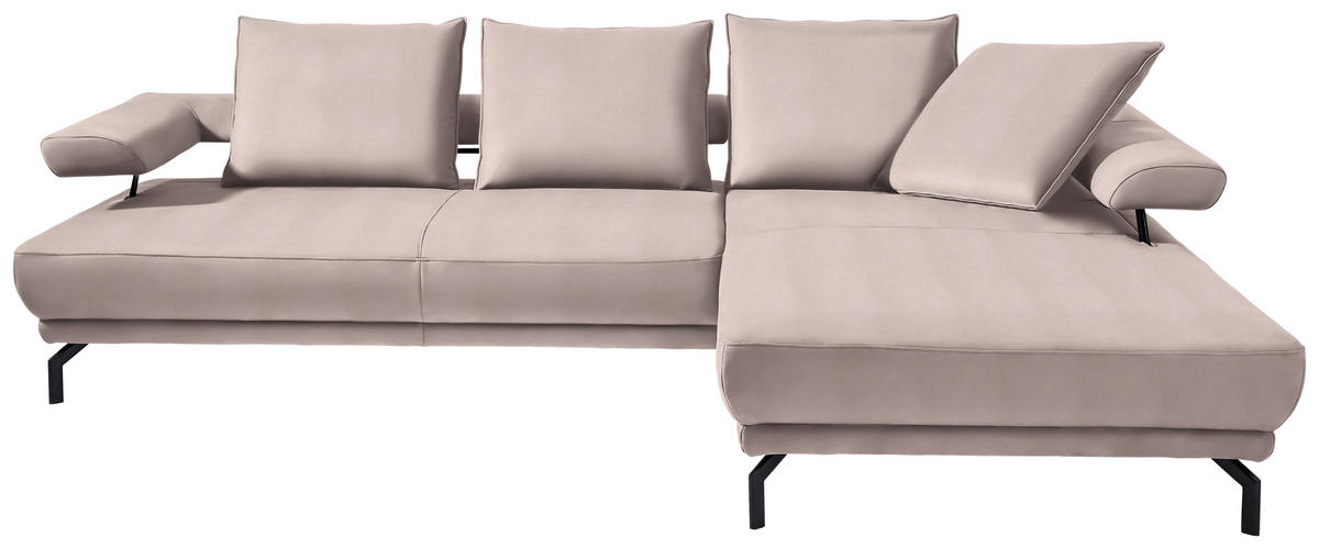 ECKSOFA in Mikrofaser Rosa  - Schwarz/Rosa, Design, Textil/Metall (305/224cm) - Dieter Knoll