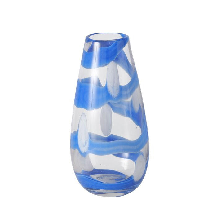 VAS 28,5 cm  - vit/blå, Trend, glas (28,5cm)