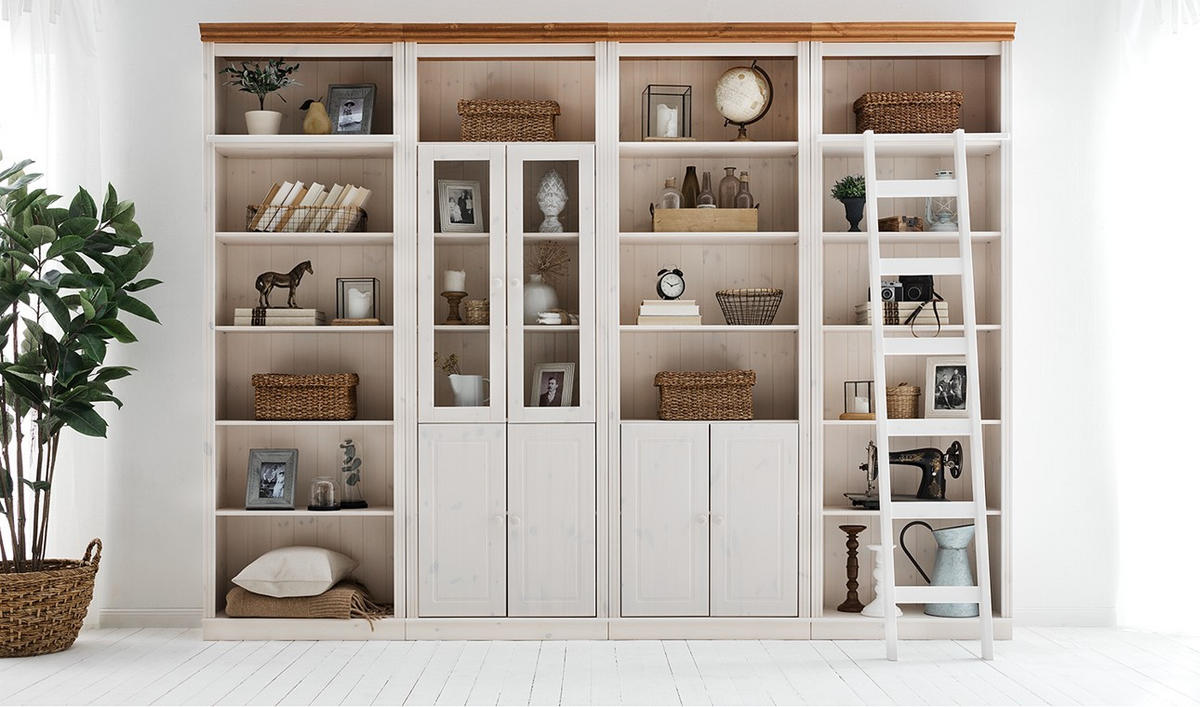 OBÝVACÍ STĚNA, barvy borovice, medová - barvy borovice/medová, Design, dřevo/sklo (296/223/37cm) - Livetastic