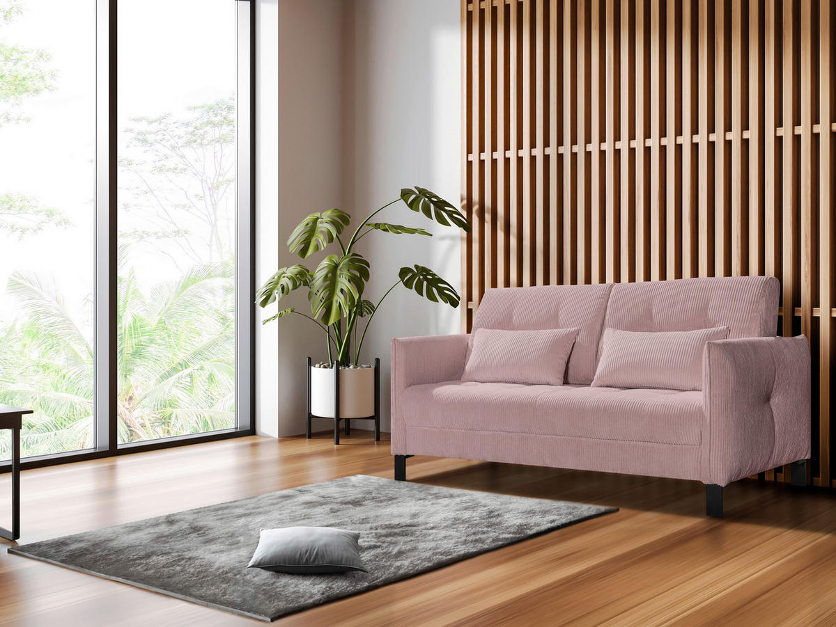 SCHLAFSOFA in Textil Altrosa  - Schwarz/Altrosa, Modern, Textil/Metall (150/88/110cm) - Novel