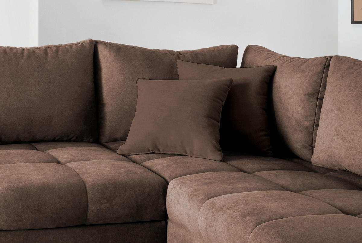 ECKSCHLAFSOFA in Braun Textil   - Silberfarben/Braun, Design, Holz/Textil (298/202cm) - MID.YOU