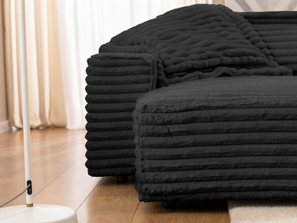 ECKSOFA Curduroy in Cord Anthrazit Rückenkissen  251/142 cm  - Anthrazit/Schwarz, Design, Kunststoff/Textil (251/142cm) - P & B