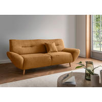 3-SITZER-SOFA Bouclé Goldfarben  - Wildeiche/Goldfarben, KONVENTIONELL, Holz/Textil (205/81/90cm) - MID.YOU