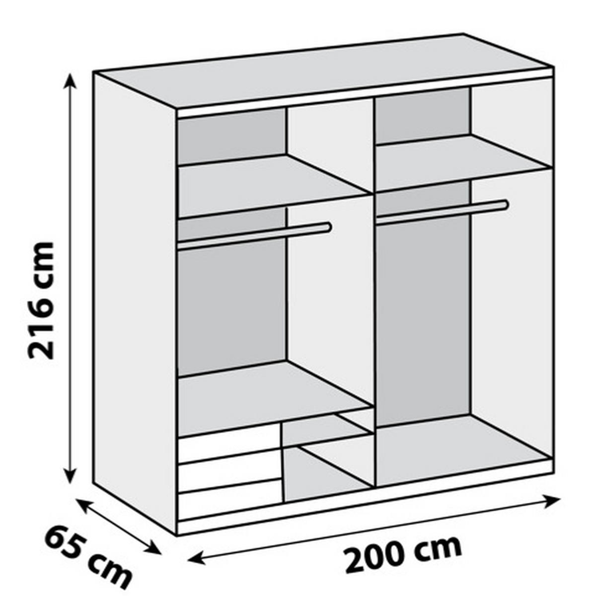 SCHWEBETÜRENSCHRANK in Weiss  - Chromfarben/Weiss, Modern, Glas/Holzwerkstoff (200/216/65cm) - MID.YOU