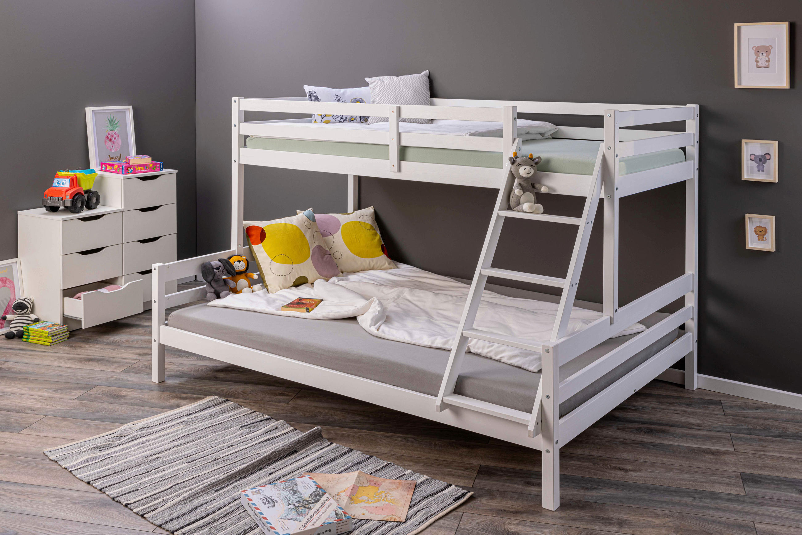 ETAGENBETT 90-140/200 cm Weiß  - Naturfarben/Weiß, MODERN, Holz (90-140/200cm) - MID.YOU